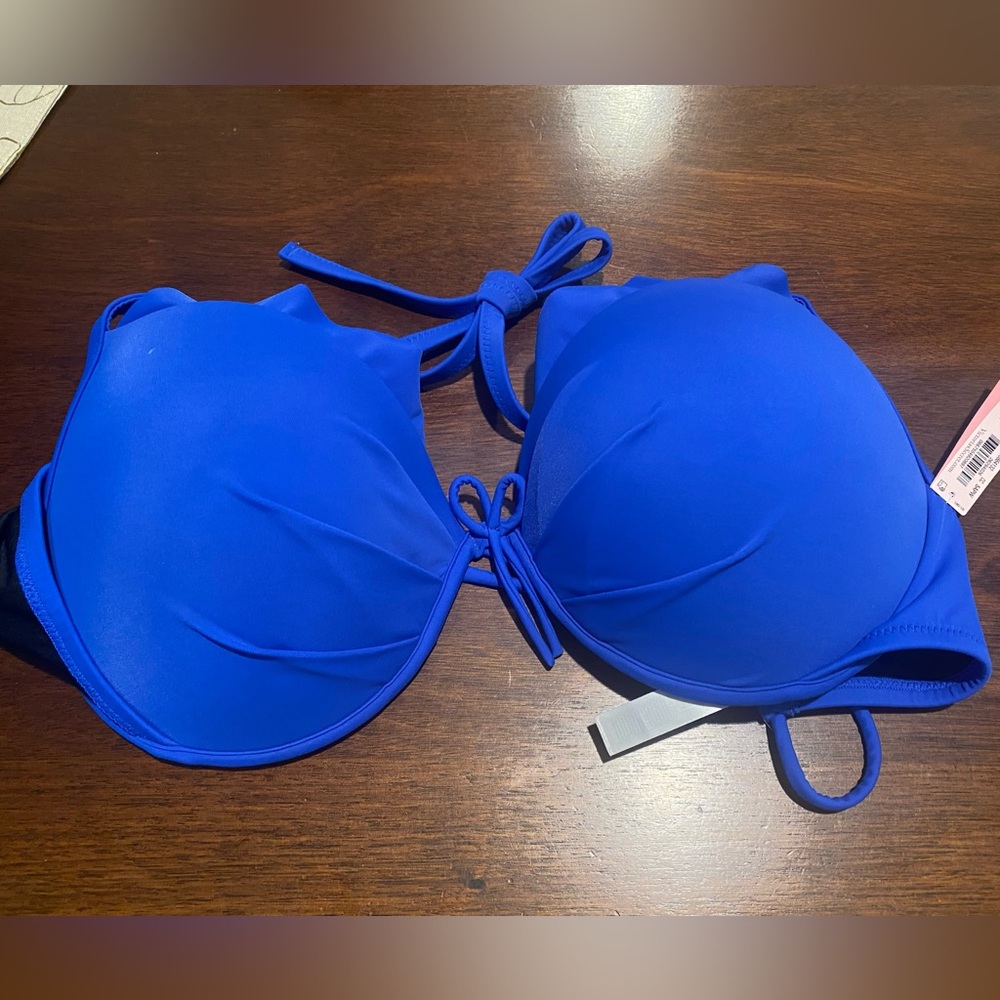 NWT Victorias Secret Halter Bikini top, royal blue, size 34DDD.